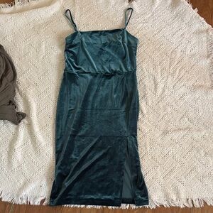 Express Teal Midi Velvet Dress